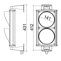 ASF Semafor dvojkomorový, LED, hliník, 0-230V AC/DC ASF Semafor dvojkomorový, LED, hliník, 0-230V AC/DC